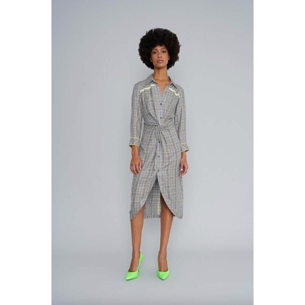 Le Superbe To-A-T Boyfriend Baller Midi Shirt Dress Black Grey Neon Womens Size